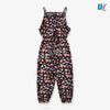 B.X Red & Skin Flowers Black Lenan jumpsuit 9716