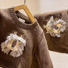 MG Aplic Lion Brown Wool Sweater 8651
