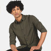 ZR Olive Green Plain Casual Shirt 8892