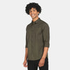 ZR Olive Green Plain Casual Shirt 8892