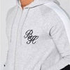 B&H Black and White Stripe Sleeves Grey Zipper Hoodie 3047
