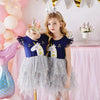 VKT Gold White Unicorn Navy Frock 6022