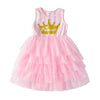 VKT Crown Princess Pink Stripes Net Fancy Frock 8728