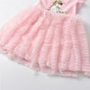 VKT Printed Unicorn Pink Platted Frill Frock 8717