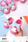 Green Bow White Face Warm Pink Winter Slippers 8324