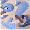CM Aplic Bunny Face Elastic Grip Blue Warm Slippers 8154