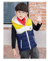 PU Color Block Yellow And Navy Blue Sleeveless Puffer Jacket 8237