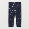 HM White Heart Print Navy Blue Short Legging 7172
