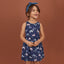 HM Pink & Blue Butterflies Navy Blue Sleeveless Frock 3774