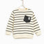 MNG Bear Patch Black Pocket Stripe Grey Sweatshirt 3369