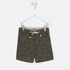 PM Palm Tree Print Dull Green Cotton Shorts 3990