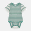 HM Rib Fabric Green Lines White Body Suit 4635