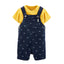 CRT Cars & Plain Print Navy Blue Cotton Short Dungaree 4047