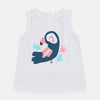 TX Applic Bird Print Sleeveless White Top 4455