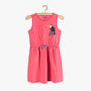 51015 Glittered Parrot Shocking Pink Sleeveless Frock 3486