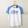 DSL Mid Blue Raglan Sleeves White Tshirt 1783