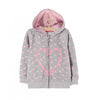 LS All Over Heart Print Grey Zipper Hoodie 3304