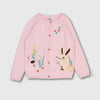 TU Bunny & Bird Embraided Pink Sweater 2873