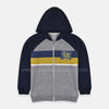 QS Block Colors Navy Blue Top Grey Zipper Hoodie 3166