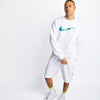 NK Teal Logo Crew Neck White Sweatshirt 7963