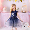 VKT Glitter Unicorn Moon Light Net Bottom Blue Frock 7492