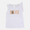 MTV Shining Dream Come True Printed Side Frill White Top 5083