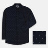 ZR Mini Two Color Triangle Print Navy Blue Casual Shirt 4689