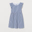 HM Blue and White Lines Sleeves Frill Frock 2229