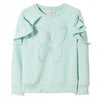 L&S Lace And Sequence Butterfly Aqua Sweatshirt 884