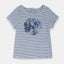 OBB Applic Flower White-Blue Stripes Top 1376