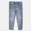 MTL All Over Flower Embroided Blue Denim 1525