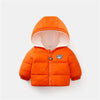 Duyi Bear Print Fleece Inner Orange Puffer Jacket 7636