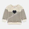 IR Black Heart With Brown Stripes Off White Sweatshirt 2981