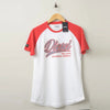 DSL Red Raglan Sleeves White Tshirt 1784