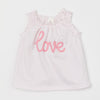HM Frill Neck Love Print Pink Stripe Top 3950