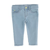 OM Light Blue Be Happy Yellow Heart Button Denim 1297