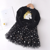 Anc Lal White & Yellow Unicorn Black Frock 3245