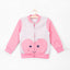 51015 Heart Face Pink Sleeves Grey Zipper Hoodie 2797