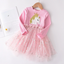Anc Lal White & Yellow Unicorn Pink Frock 3242