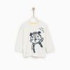 ZR Little Tiger Full Sleeves White Tshirt 1377
