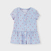 CRT Heart Print Stripe Blue Cotton Frock 7459