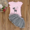 Bab Glitter Cat & Flower Short Style Grey Skirt set 2611