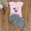 Bab Glitter Cat & Flower Short Style Grey Skirt set 2611