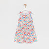 SFR Red & Blue Flowers White Sleeveless Frock 2222