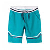 L&S Retro Lines White Contrast Belt Teal Shorts 1749
