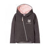 L&S Meow Embroidered Orange Dark Grey Girls Zipper Hoodie 2764