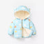 HYN Happy BB Flower Print Light Blue Fleece Inner Puffer Jacket 7655