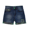 OM Green Button Camo Patch Denim Shorts 1970