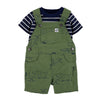CRT Jungle Animal Green Dungaree With White Stripe Tshirt 4245
