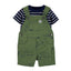 CRT Jungle Animal Green Dungaree With White Stripe Tshirt 4245